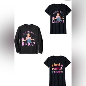 Ms. Rachel set of 3 -L mens long sleeve dada shirt, M Best Rachel, L mama shirt